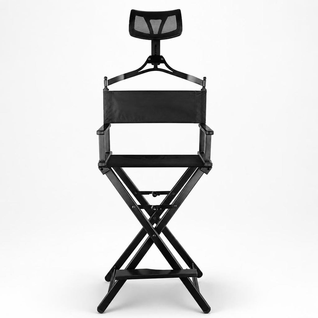 Aluminum Folding Director Chair with Headrest, Adjustable Height, Side Tray and Phone Holder Y985