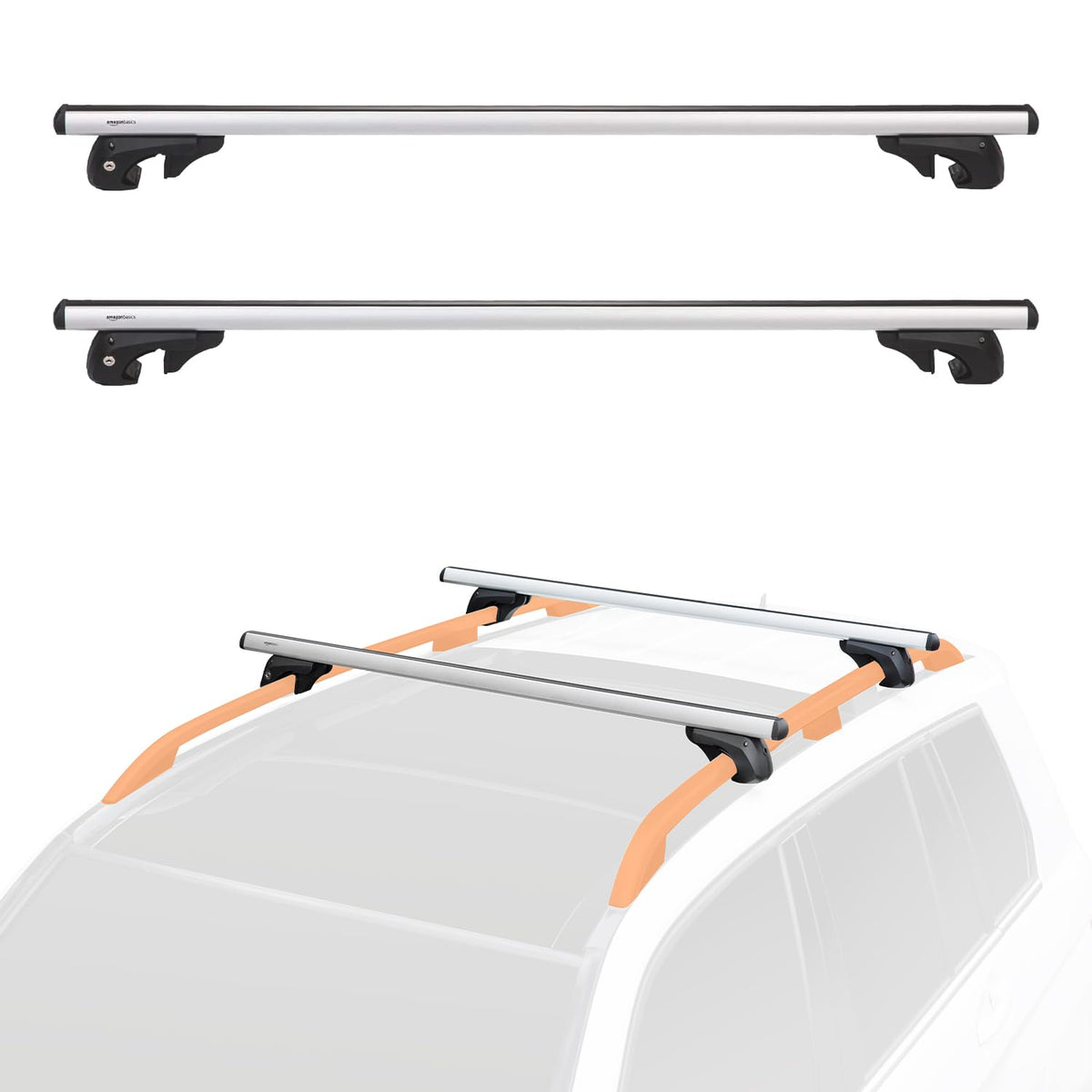 Black/Silver Cross Rail Roof Rack, 52 inches, Pack of 2 D6079