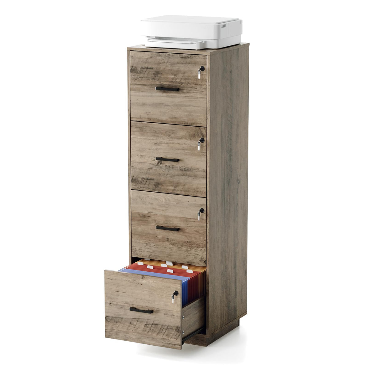 4 Drawer Wood File Cabinet with Lock R39274