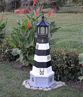 Amish-Made Replica Lighthouse with Base and Solar-Powered LED Lighting A765