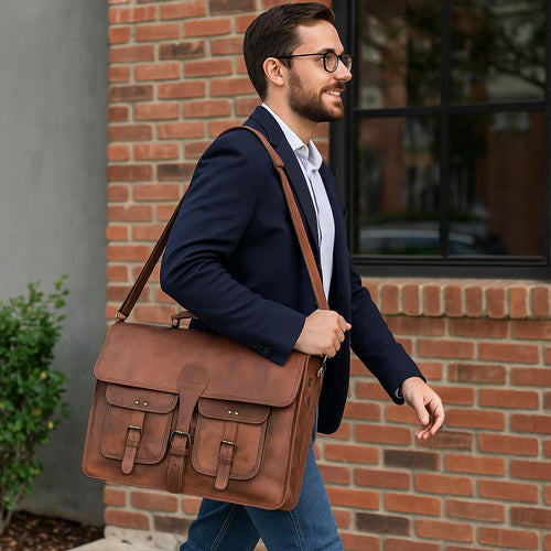 18 inch Leather Messenger Bag Q768567