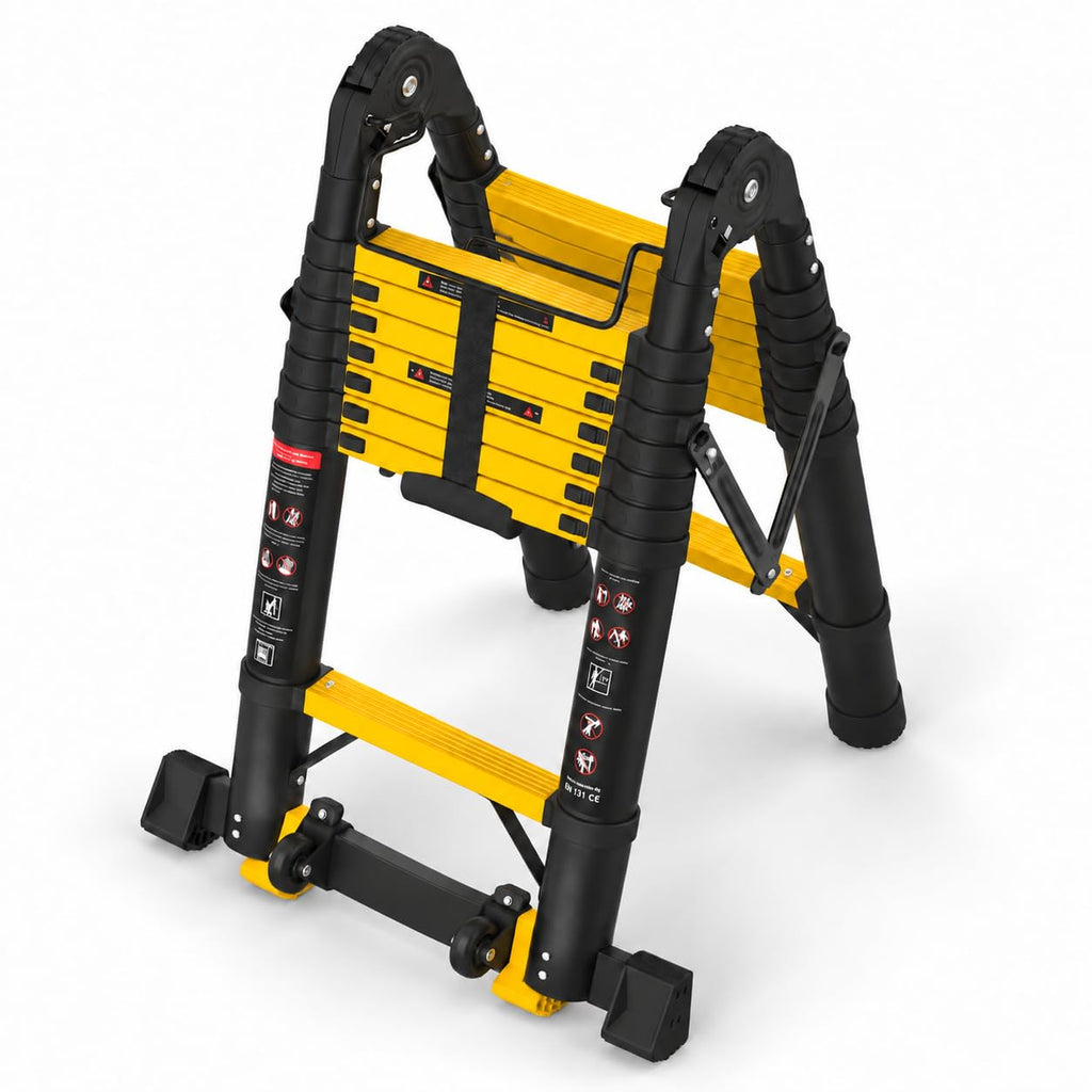 Telescoping Ladder 16.5 FT A Frame 330 lbs Capacity Yellow W1159