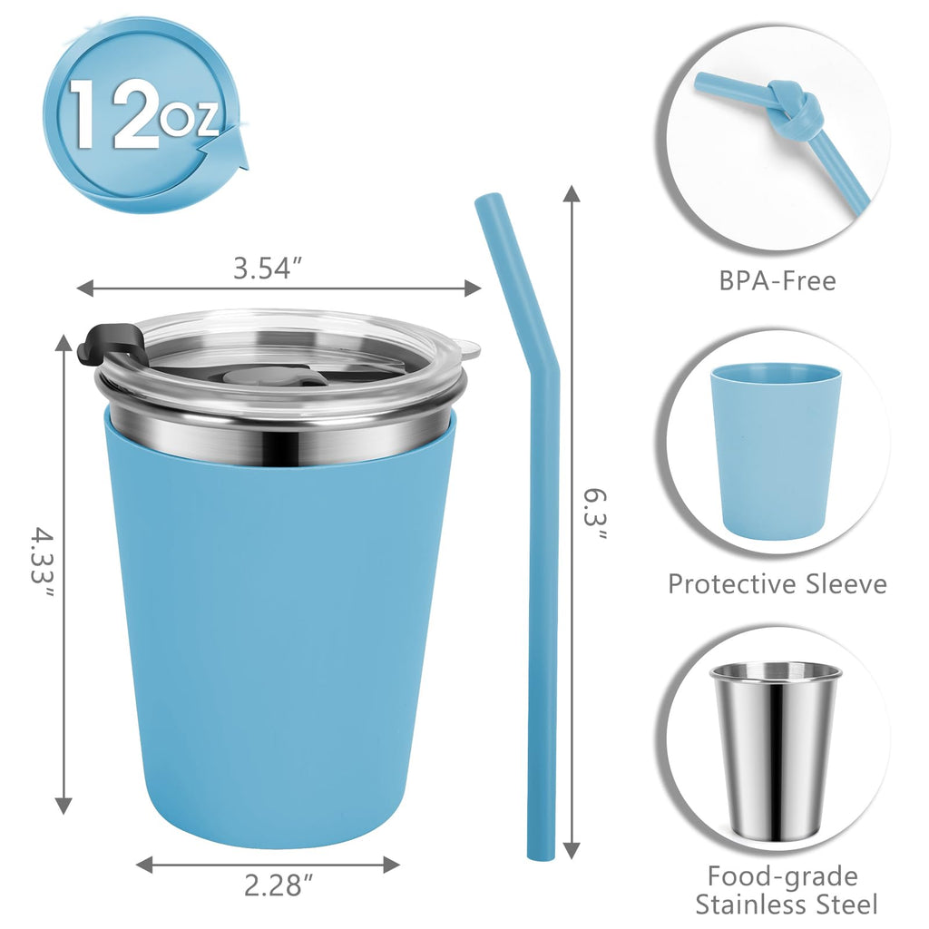 Stainless Steel Kids Cups with Lids, 12oz Spill Proof, 2 Pack C49040