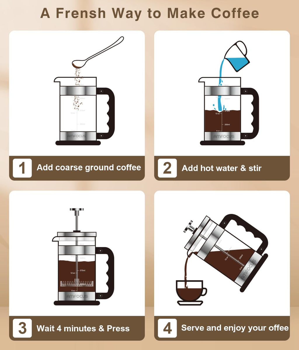 French Press Coffee Maker 21 oz Borosilicate Glass Z341445