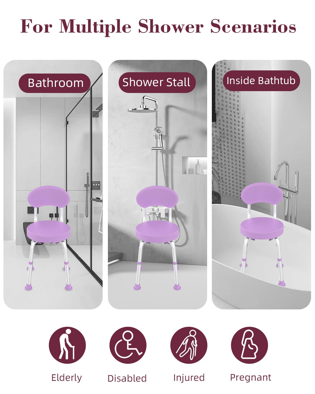 Swivel Shower Chair with Backrest S798