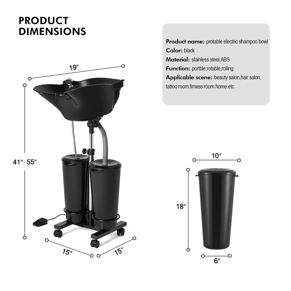 Portable Hair Washing Basin with Electric Pump E98803