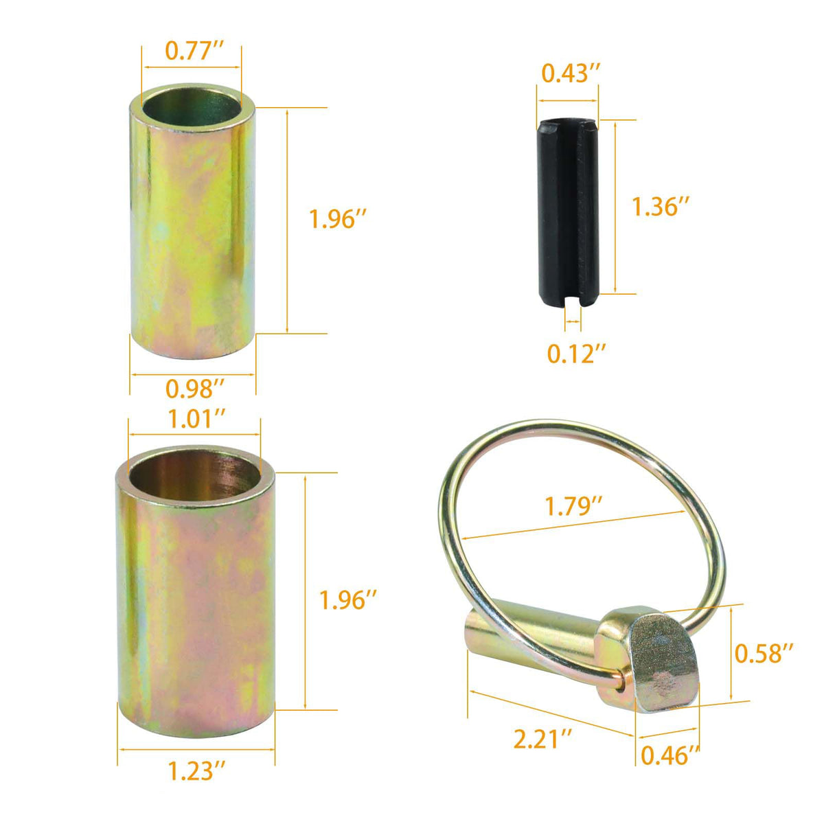 2 Pack Cat 1 Quick Hitch Adapter Bushings with Top Link Pin and Lynch Pin C206
