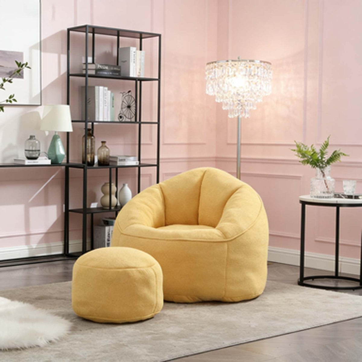 Microfiber Memory Foam Bean Bag Chair with Ottoman K451940