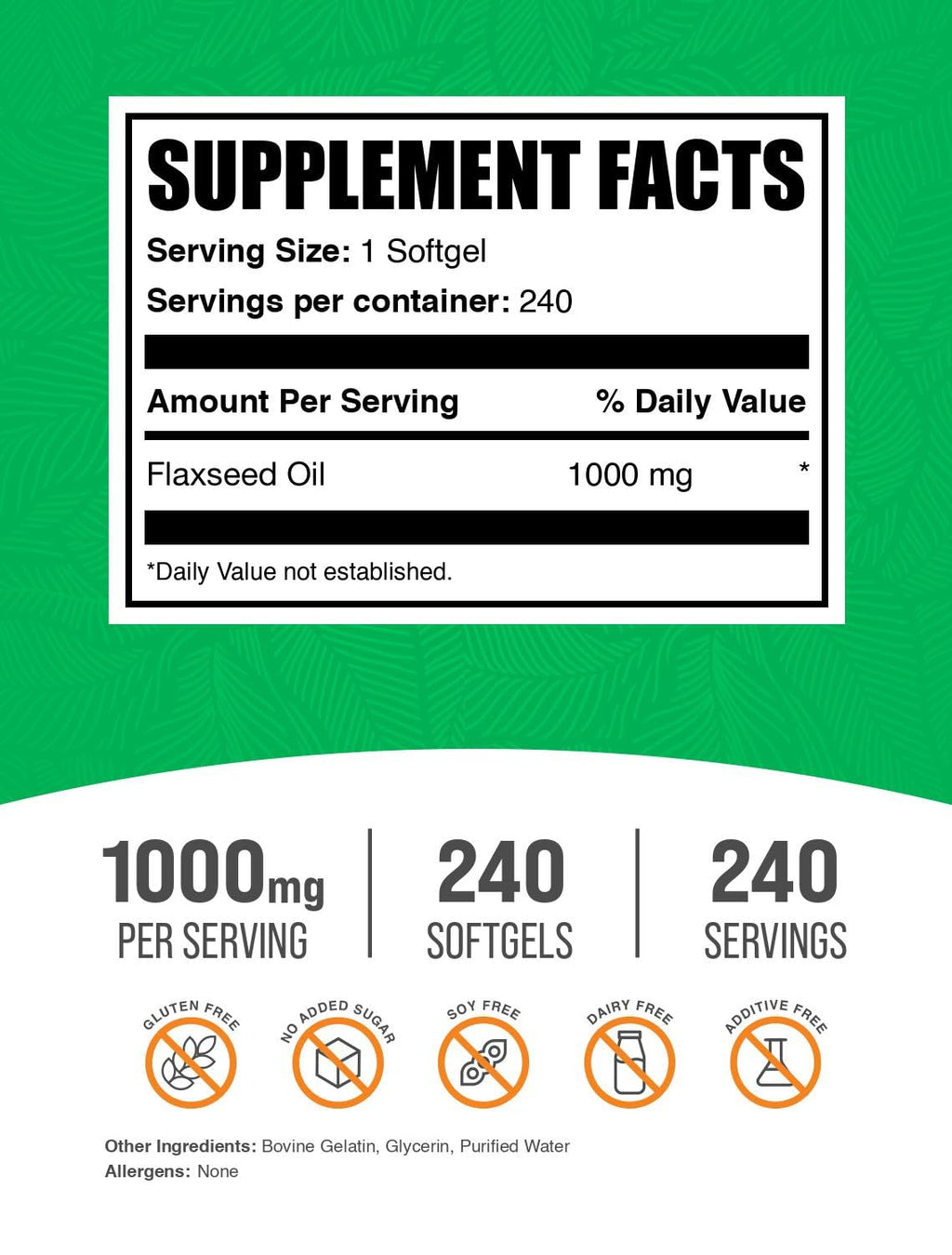 Flaxseed Oil 1000mg Softgels 240 Count A353