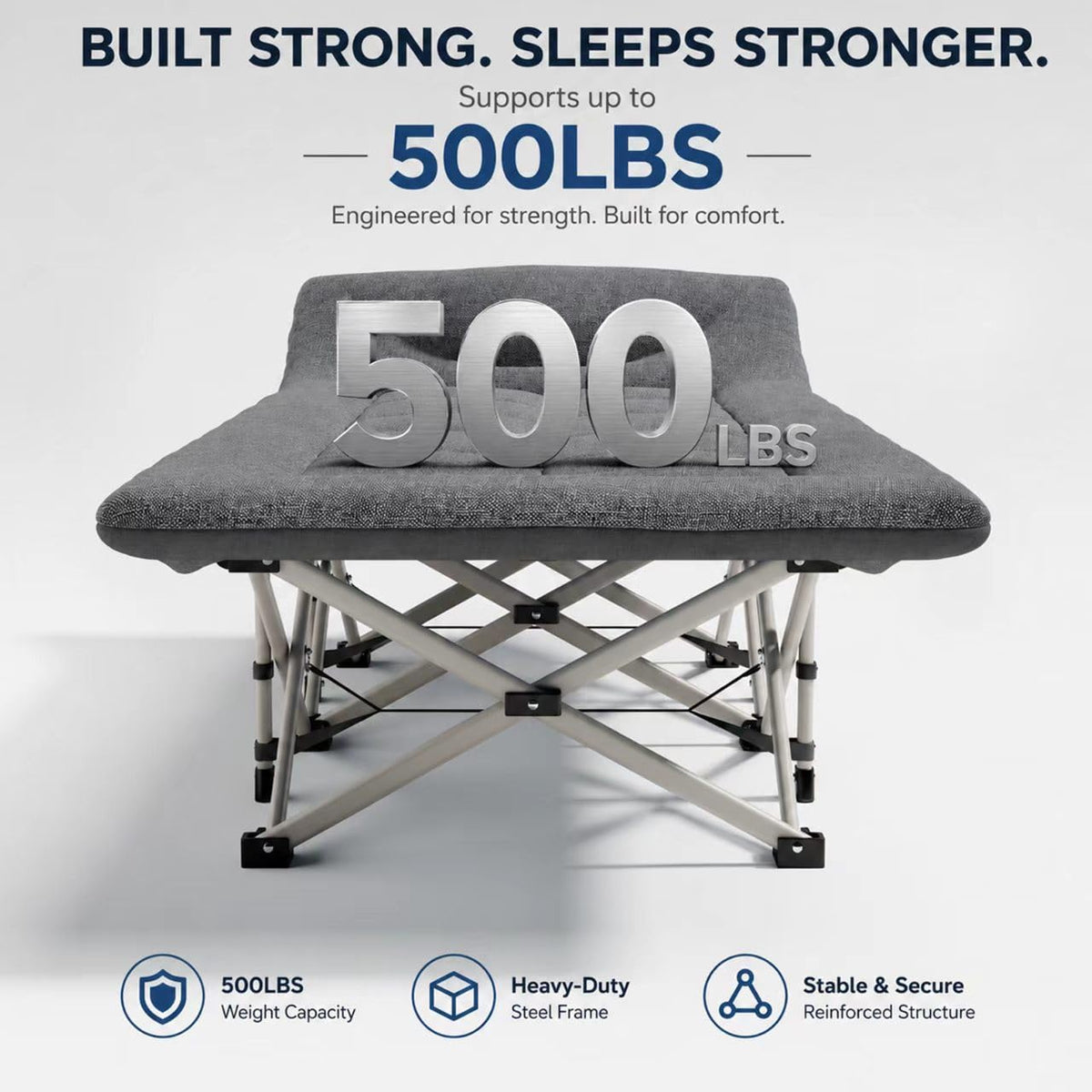 Heavy Duty Camping Cot with Mattress E313