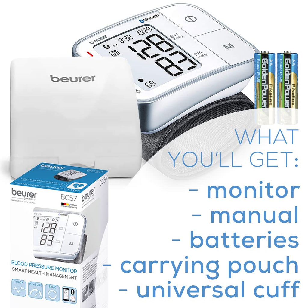 Bluetooth Automatic Wrist Blood Pressure Monitor with Large LCD Display A959003