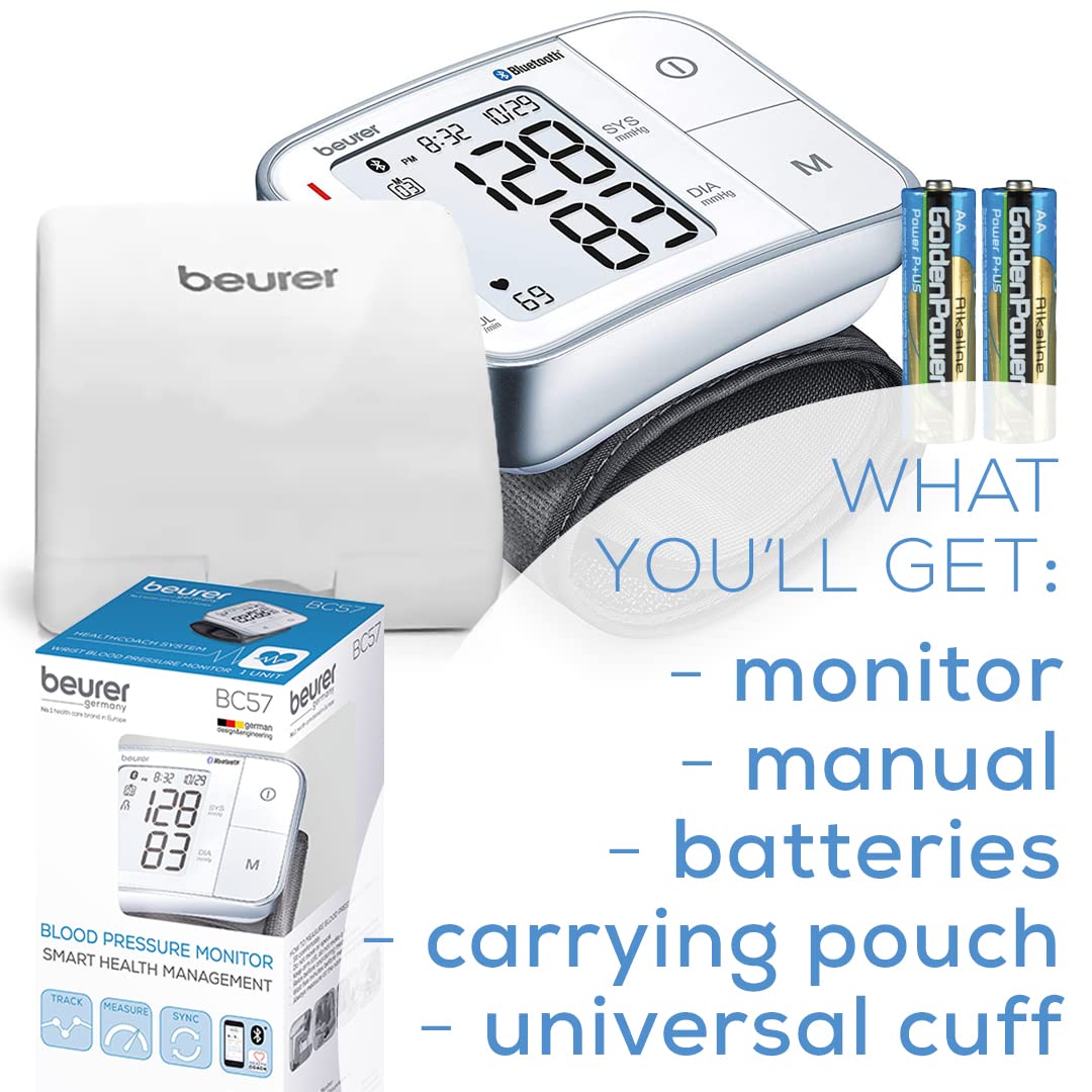Bluetooth Automatic Wrist Blood Pressure Monitor with Large LCD Display A959003