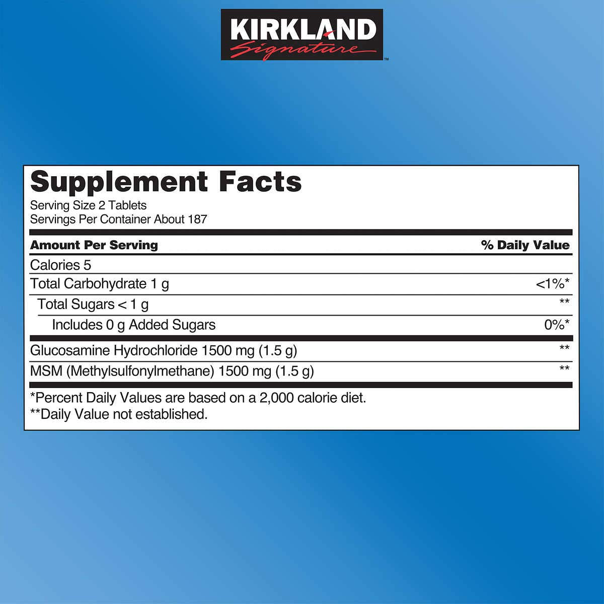 Glucosamine with MSM 375 Tablets 5 Pack H8574