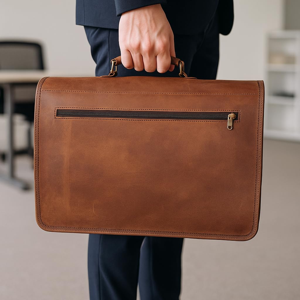 18 inch Leather Messenger Bag Q768567