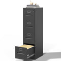 Black 4 Drawer Steel File Cabinet with Lock V9649