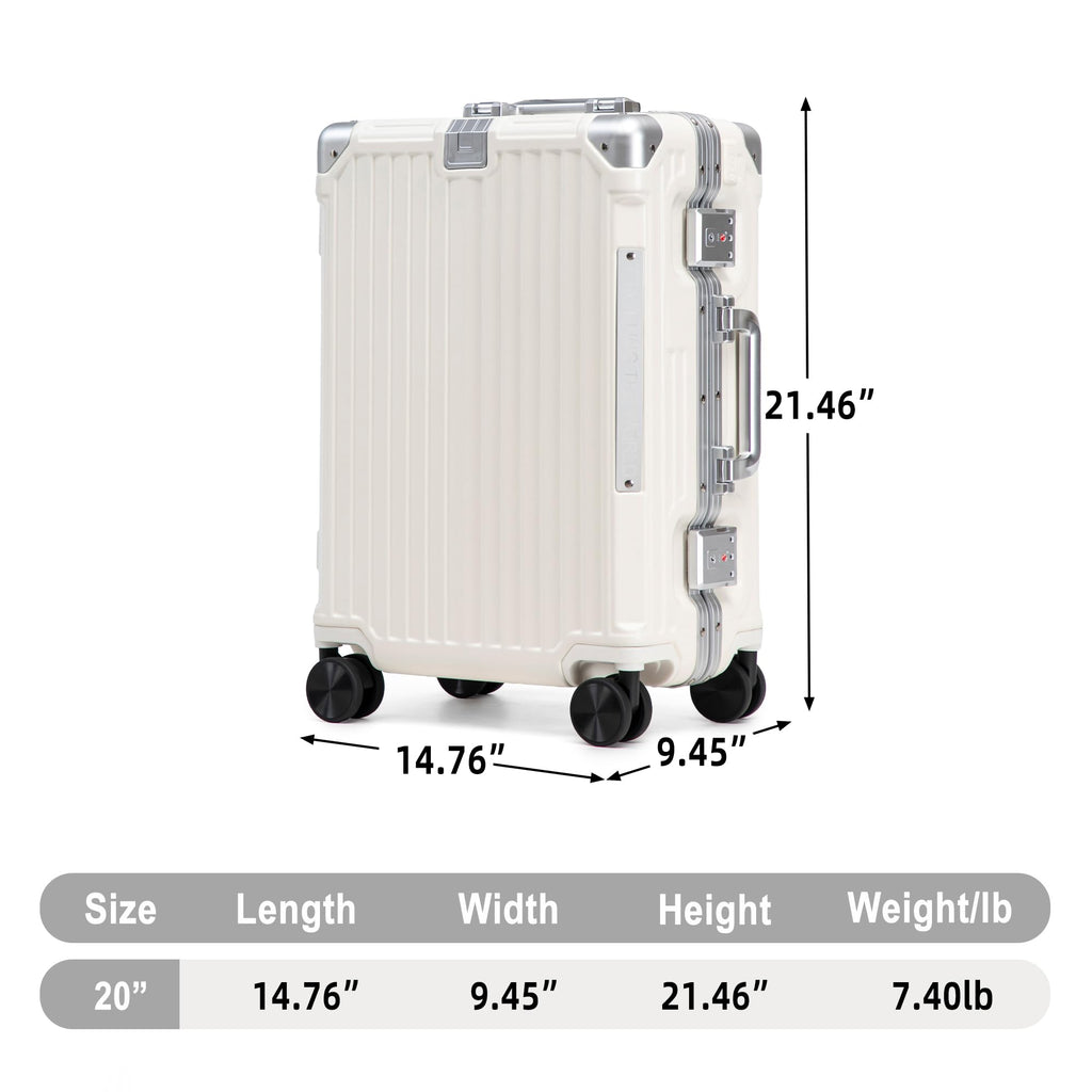 20 Inch White ABS Hardside Spinner Luggage with USB Port T277