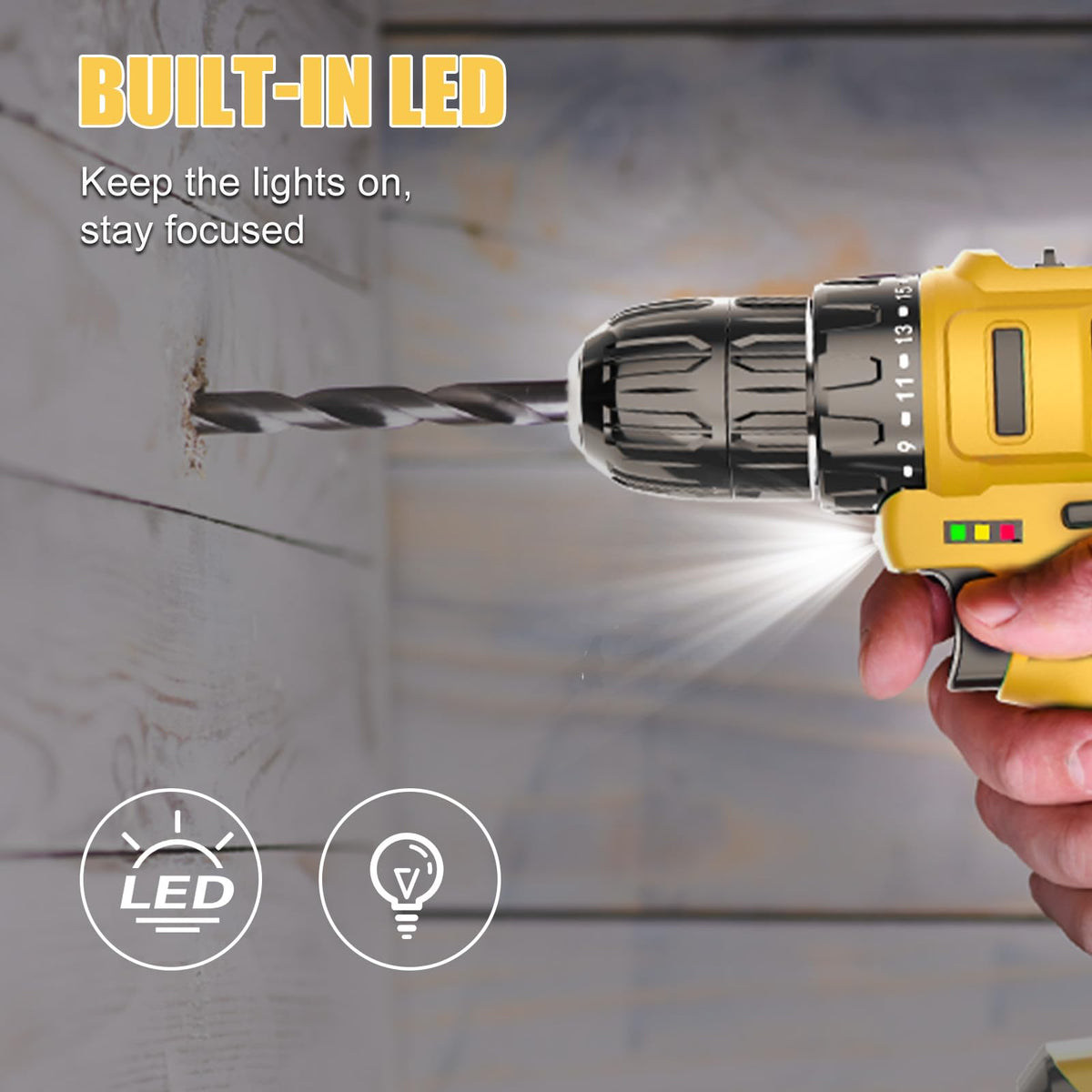 Cordless Drill Driver Kit, 20V Electric Drill with Battery and Charger, 18+3 Torque Setting, 2 Speeds, 3/8" Keyless Chuck Compact Power Drill Set with Drill Bits W5736