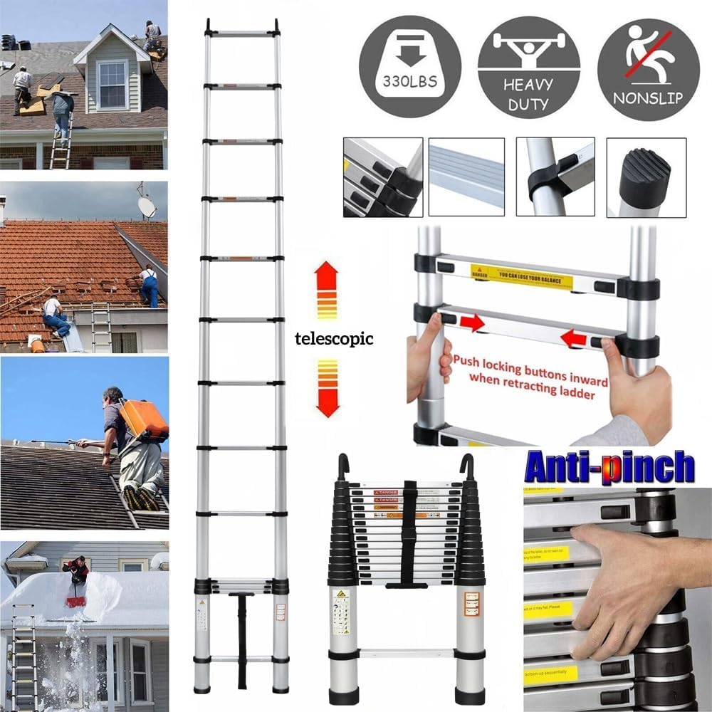 Aluminum Telescoping Ladder 20 FT 330 Lb Capacity F9380
