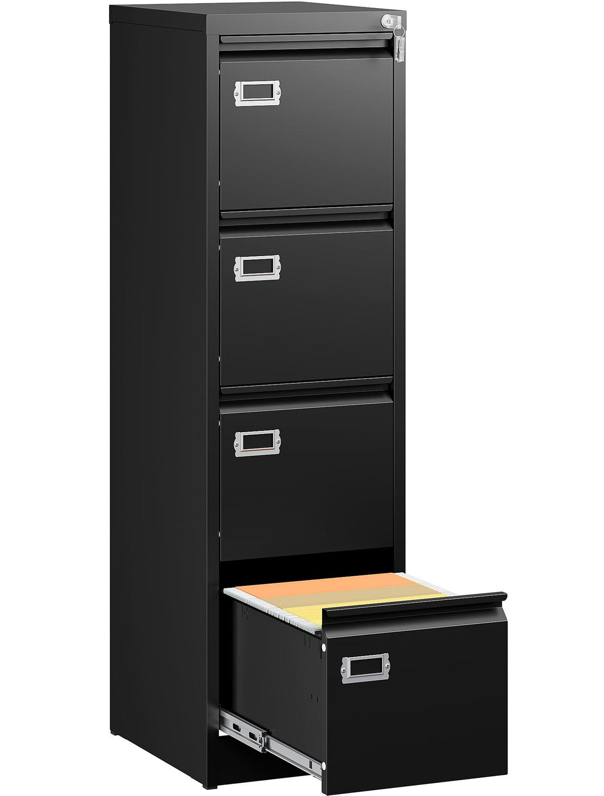 4 Drawer Black Metal File Cabinet with Lock S214