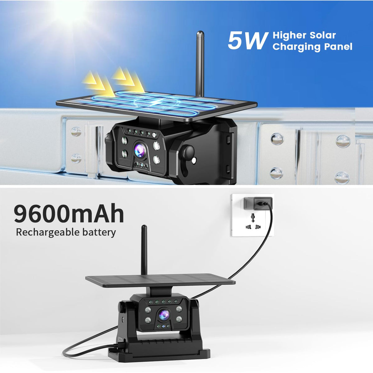 Magnetic Solar Wireless Backup Camera with 7" 1080P Monitor Y9398