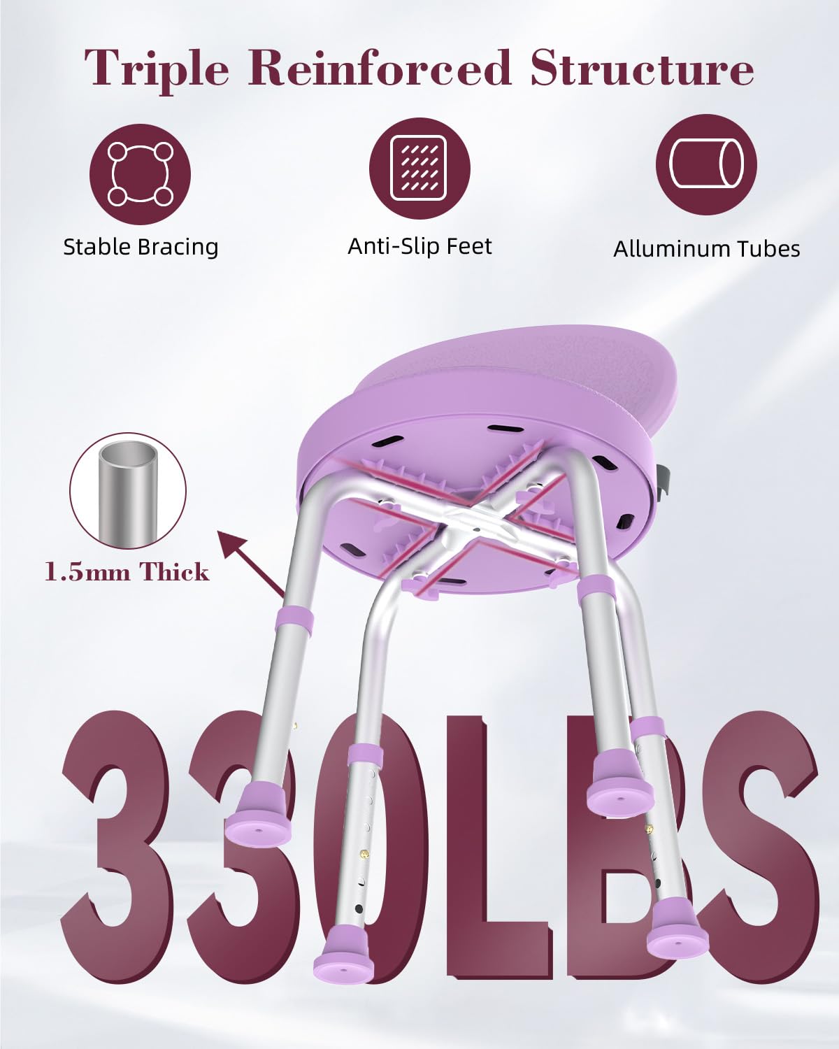 Swivel Shower Chair with Backrest S798
