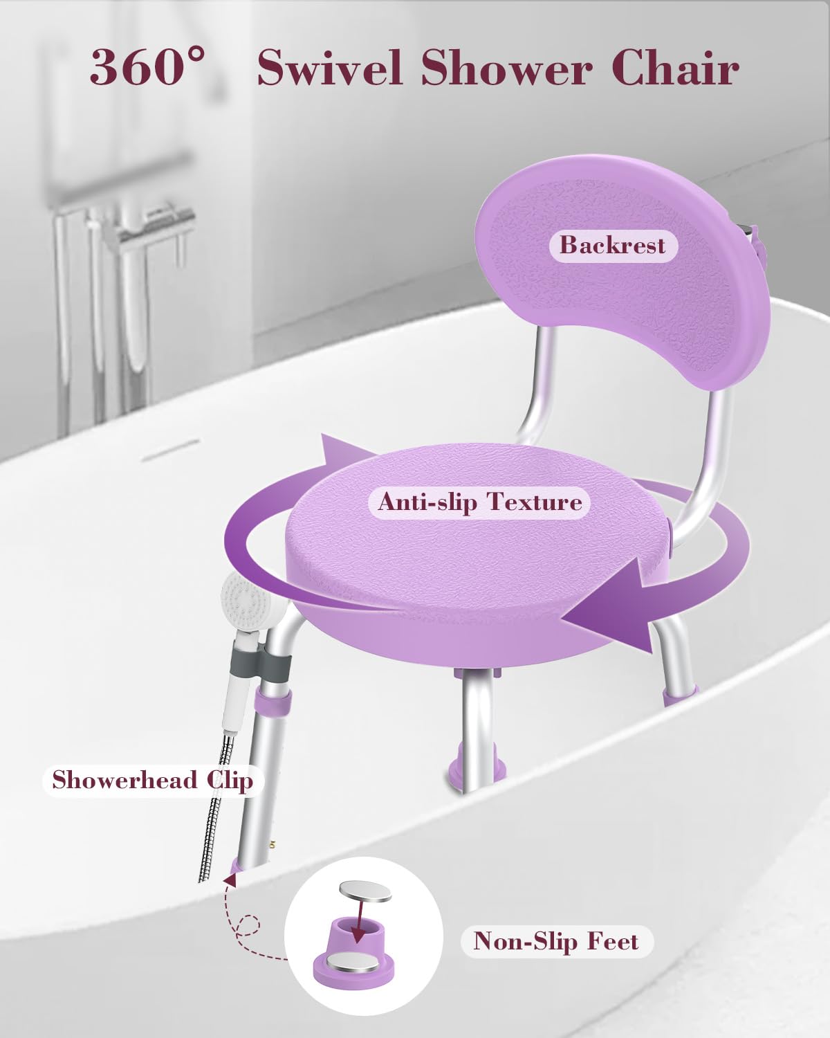 Swivel Shower Chair with Backrest S798