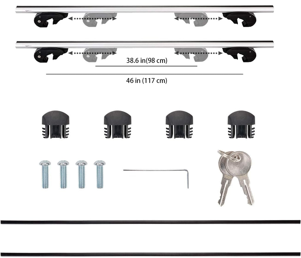 Black/Silver Cross Rail Roof Rack, 52 inches, Pack of 2 D6079