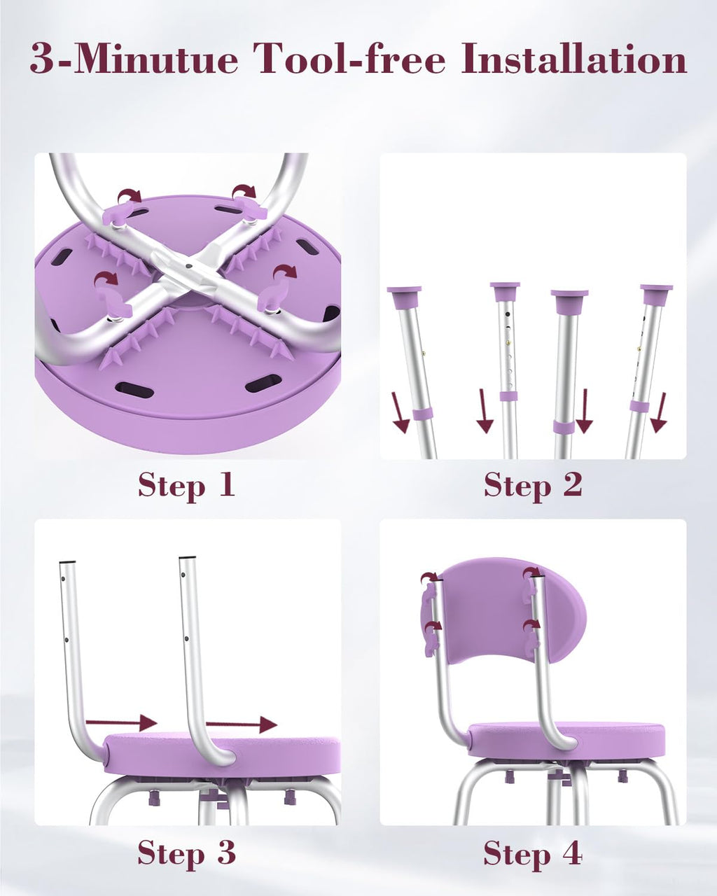 Swivel Shower Chair with Backrest S798