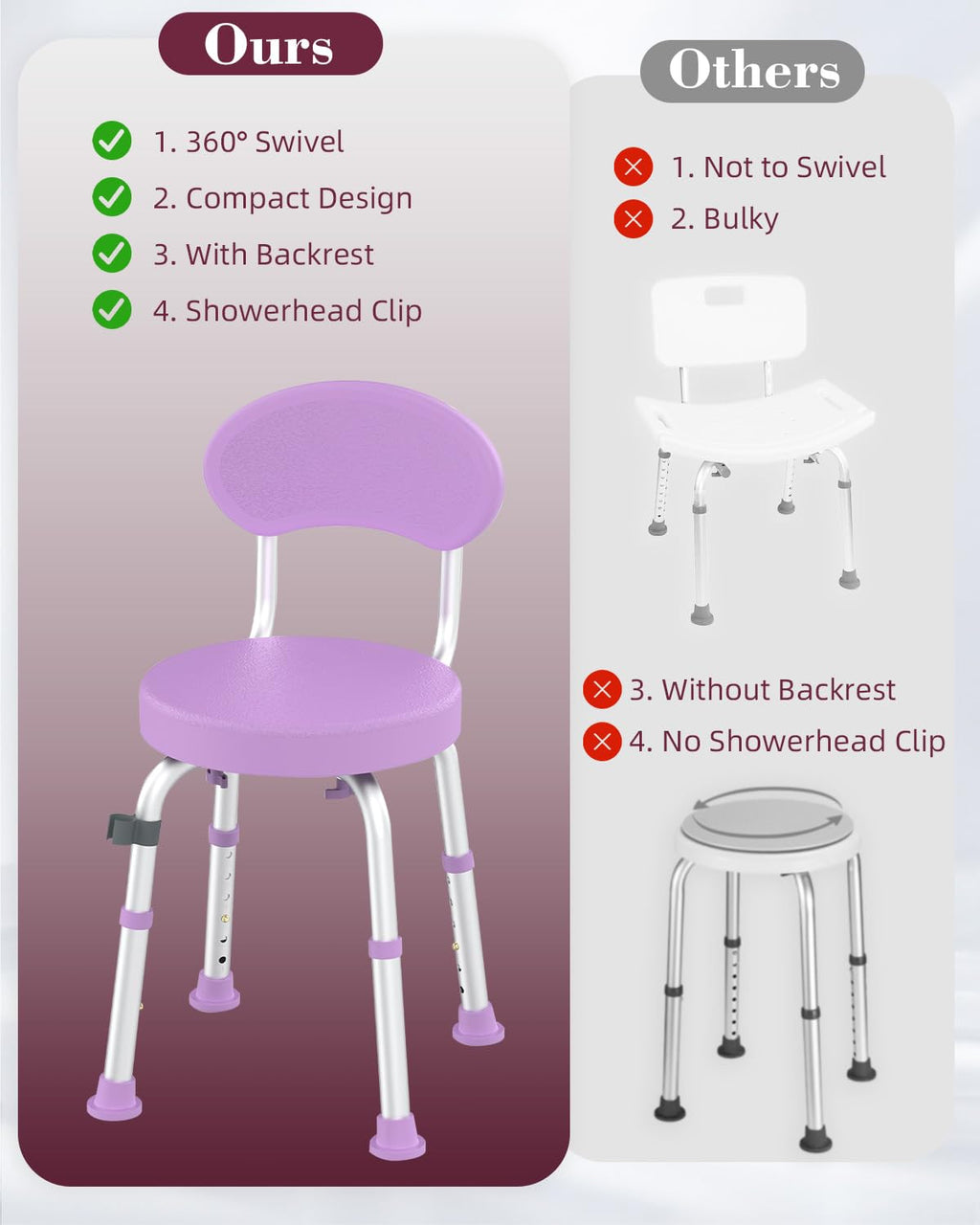 Swivel Shower Chair with Backrest S798