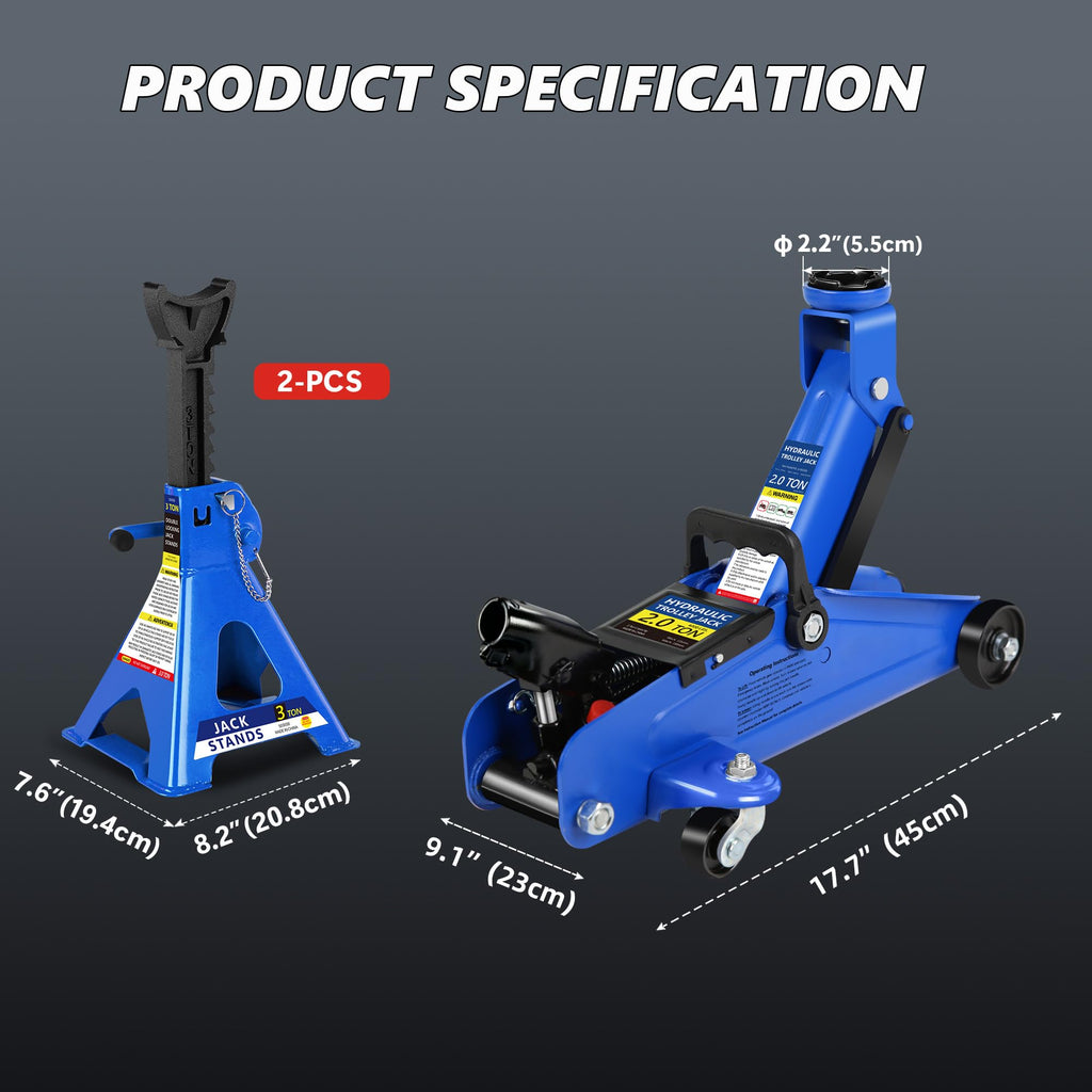 2 Ton Low Profile Hydraulic Floor Jack with Jack Stands Z269