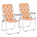 Folding Webbed Chair Set of 2 Steel Frame 300lbs Capacity V750031