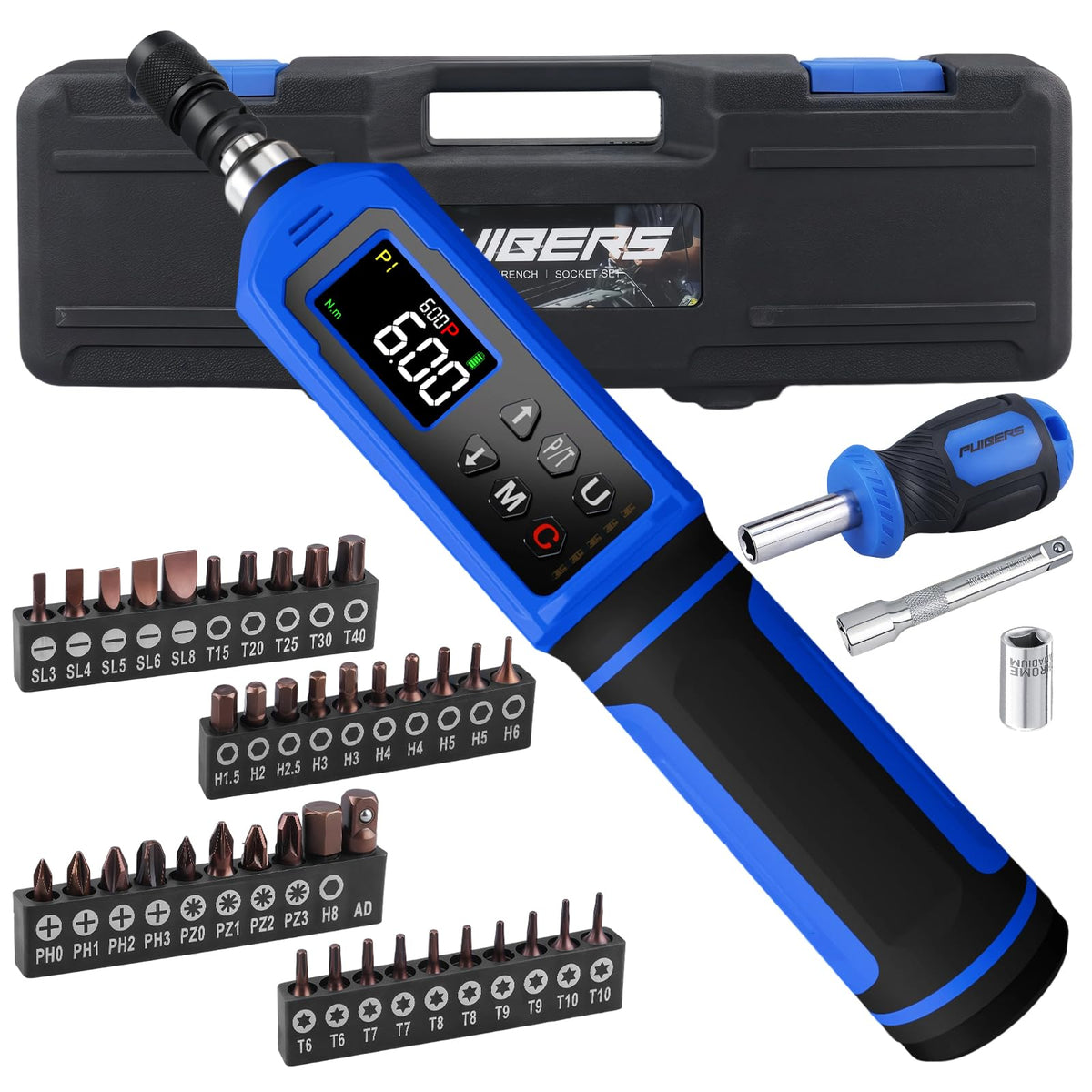 46 Pcs Digital Torque Screwdriver Set 1/4" Adjustable G44799