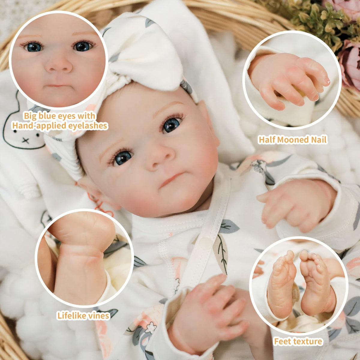 20 Inch Soft Vinyl Poseable Reborn Baby Dolls V824408