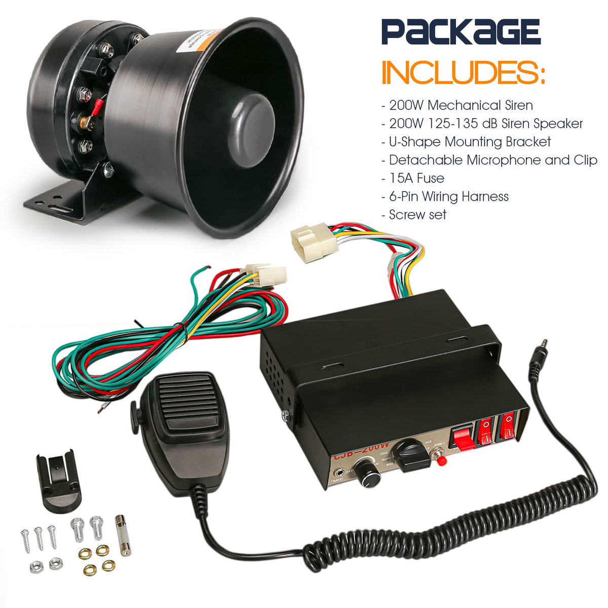 12V 200W Emergency Siren PA System with Handheld Microphone Y6582