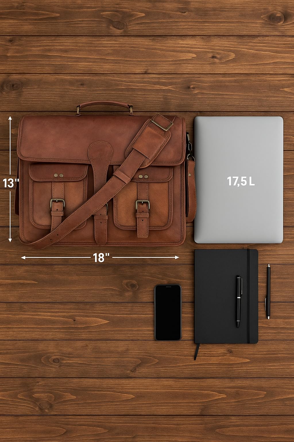 18 inch Leather Messenger Bag Q768567