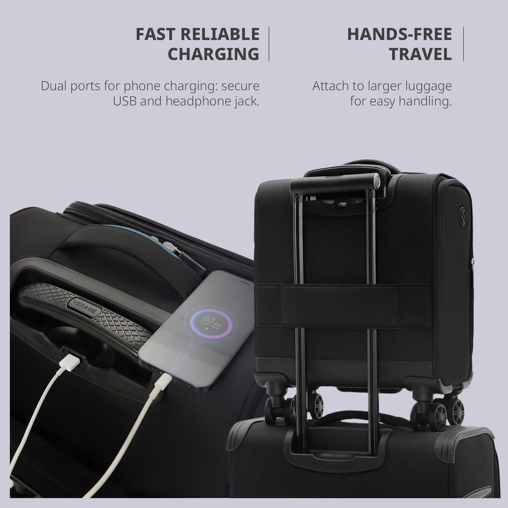 14-Inch Underseat Carry On Luggage with Spinner Wheels & USB Charging Port N560569