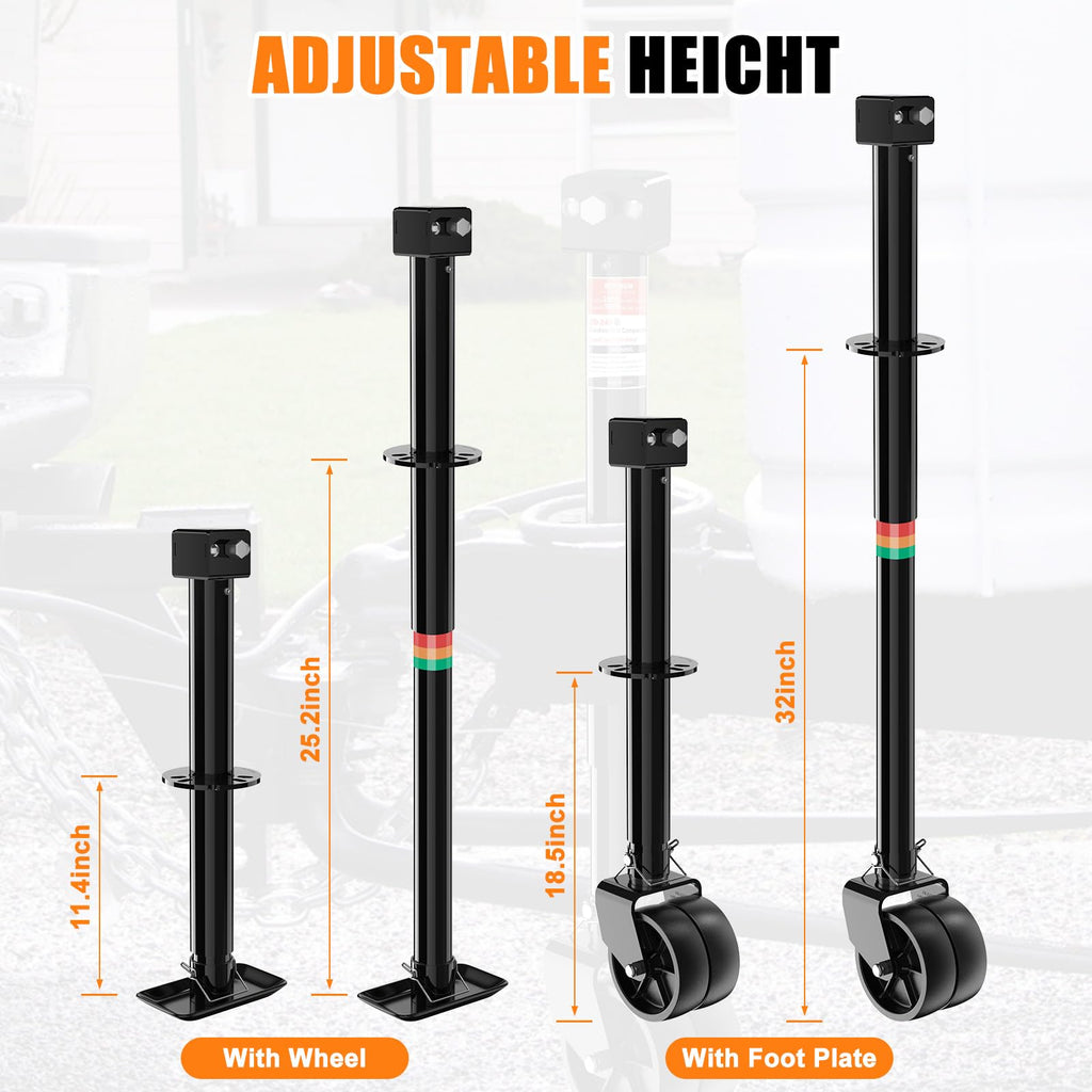 A-Frame Trailer Jack 2-in-1 5000lbs Foot Plate & 2000lbs Dual-Wheel A39310