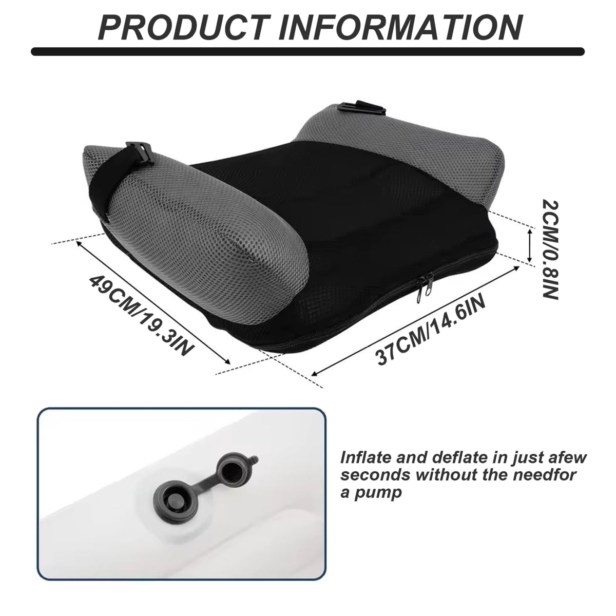 Inflatable Backless Booster Seat with Buckle & Carry Bag X89290