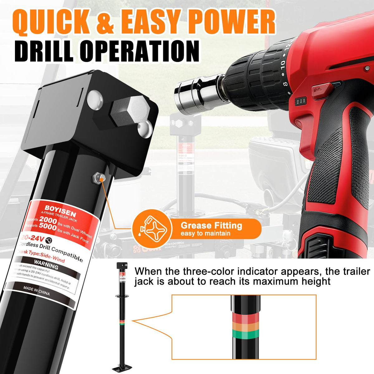 A-Frame Trailer Jack 2-in-1 5000lbs Foot Plate & 2000lbs Dual-Wheel A39310