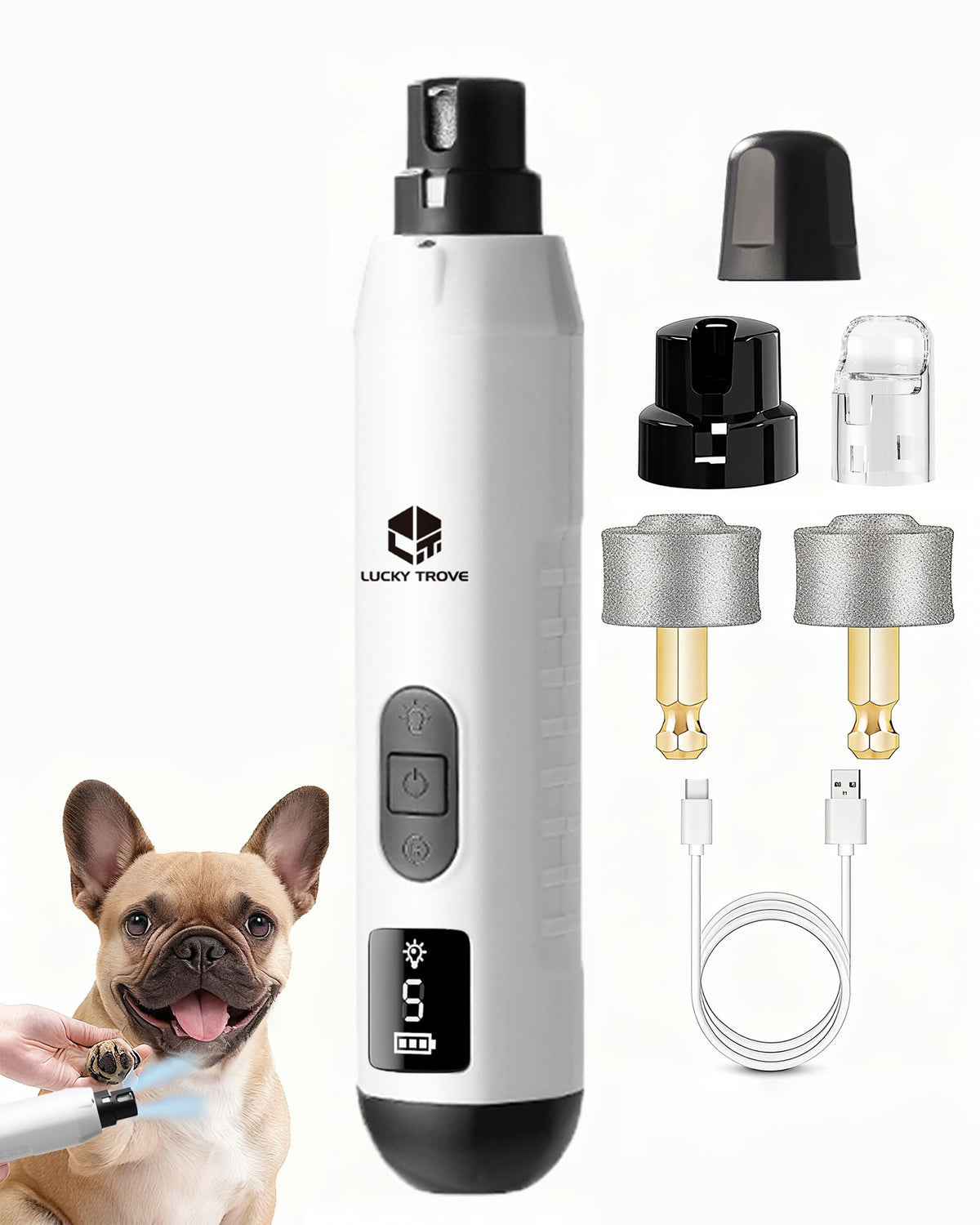 Silent Dog Nail Grinder 5 Speeds with dual LED Lights Q777