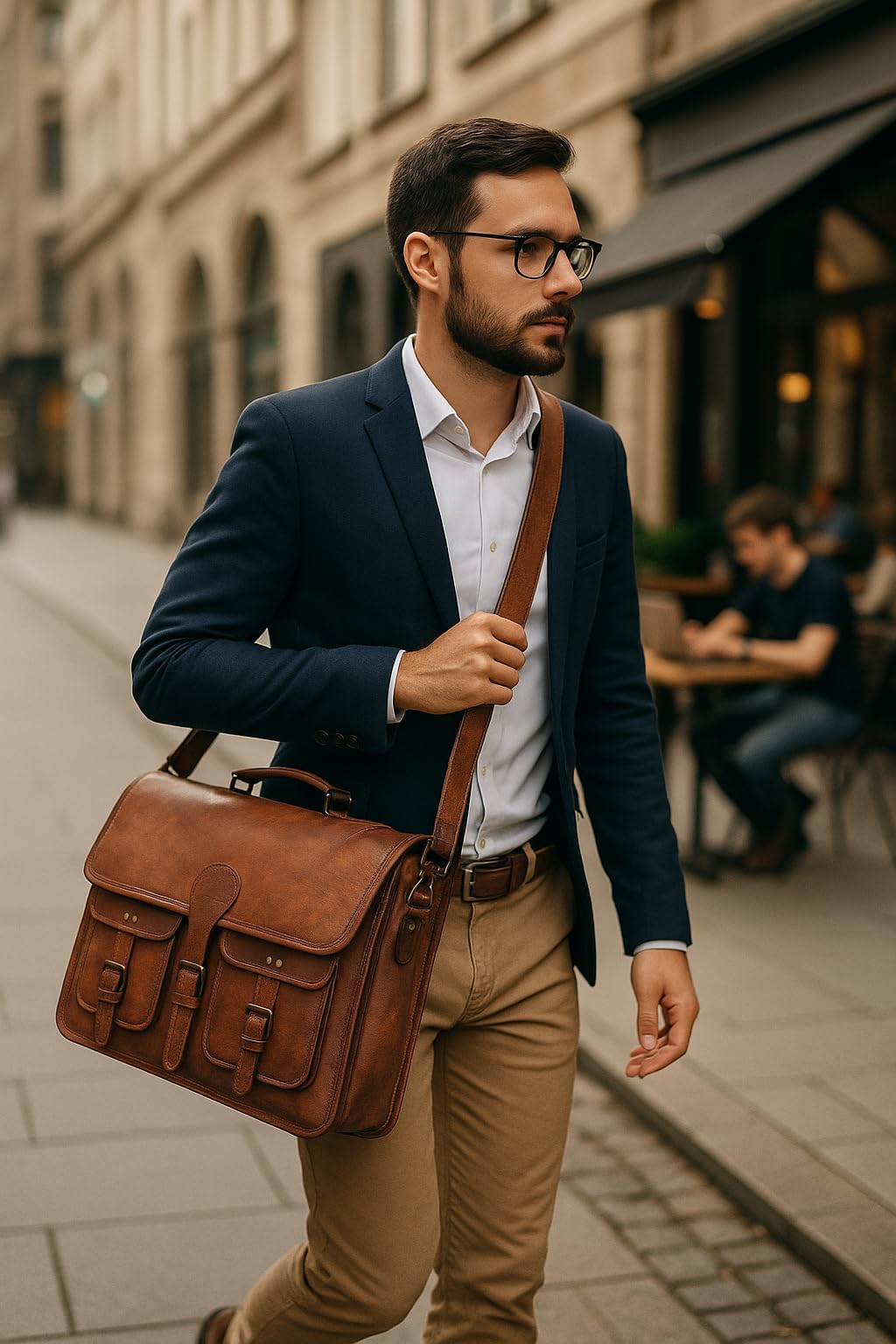 18 inch Leather Messenger Bag Q768567