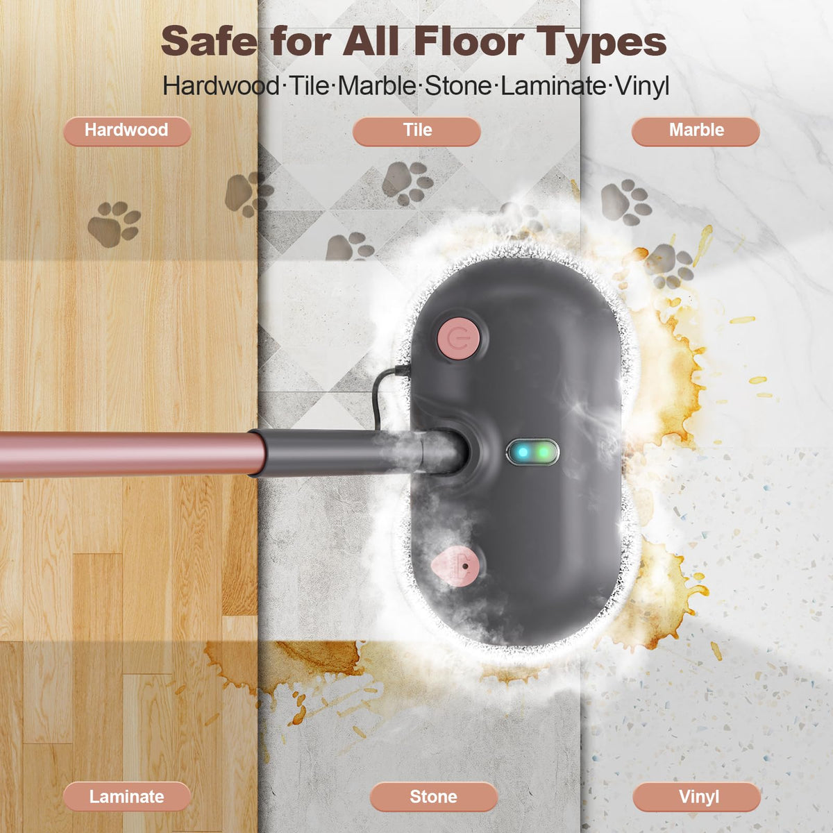 Steam Mop with Rotating Pads X8294