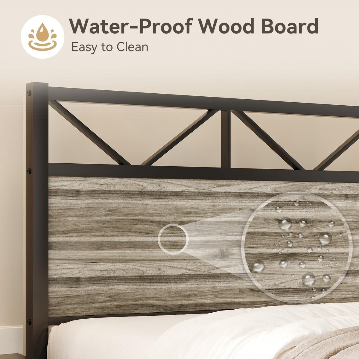 Wash Grey Twin Size Bed Frame with Tall Headboard A687213