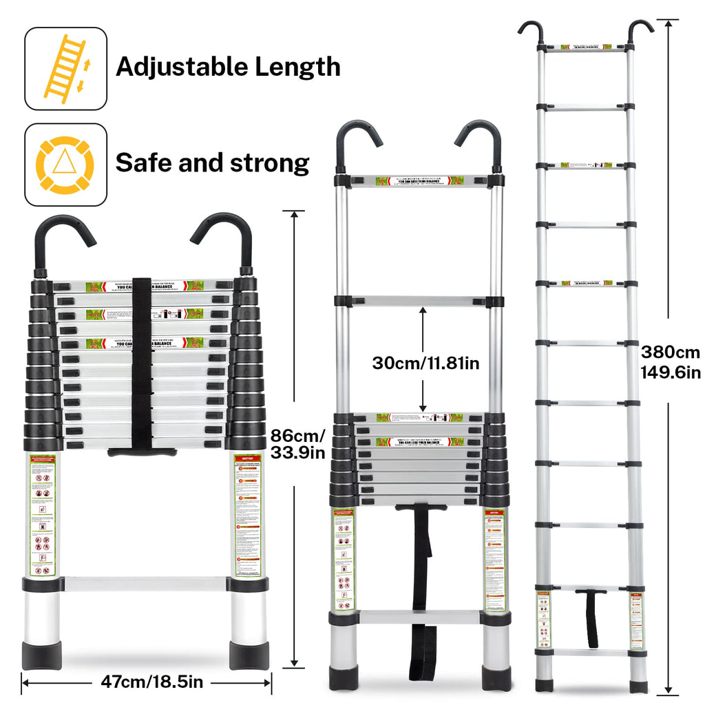12.5 FT Aluminum Telescoping Ladder Z935487