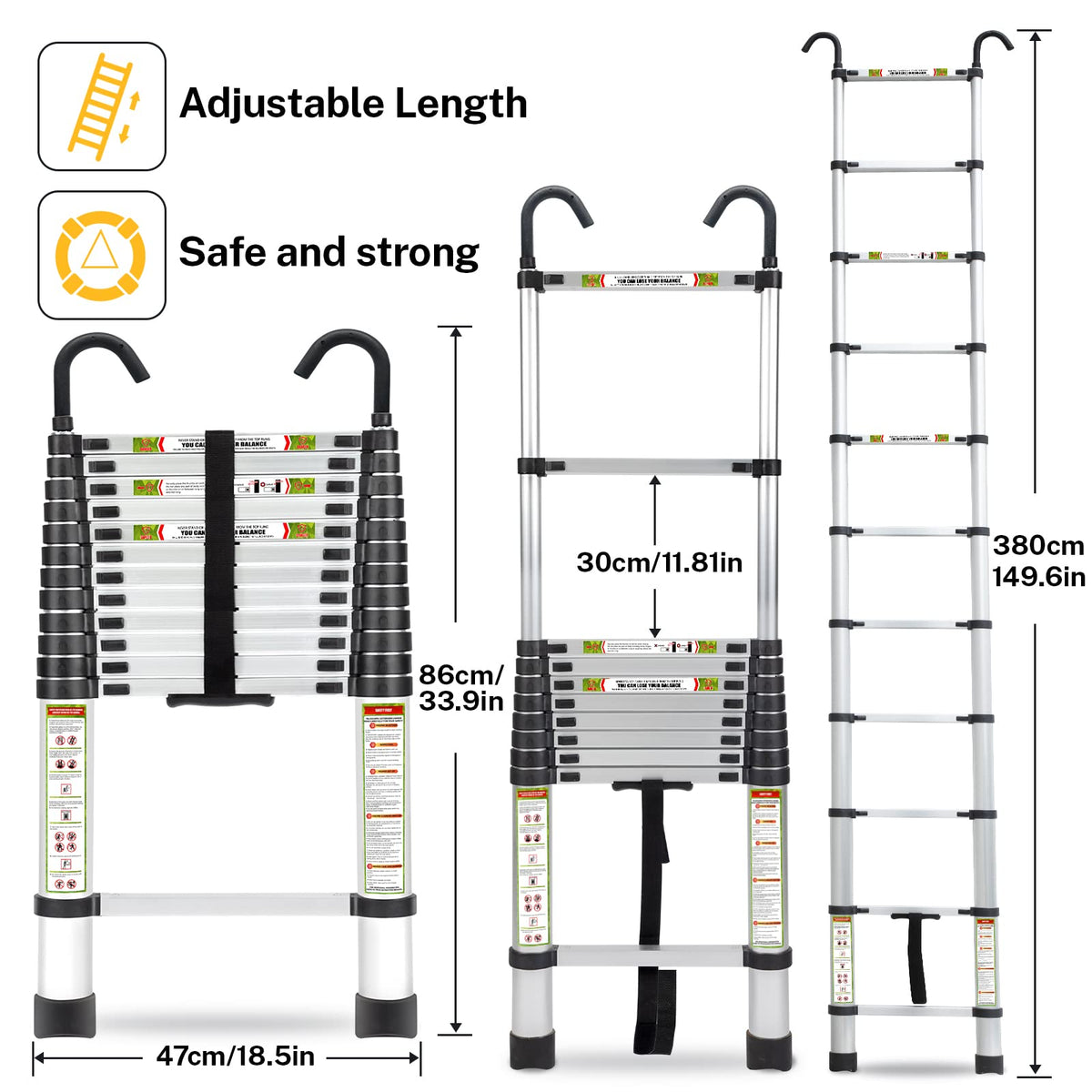 12.5 FT Aluminum Telescoping Ladder Z935487
