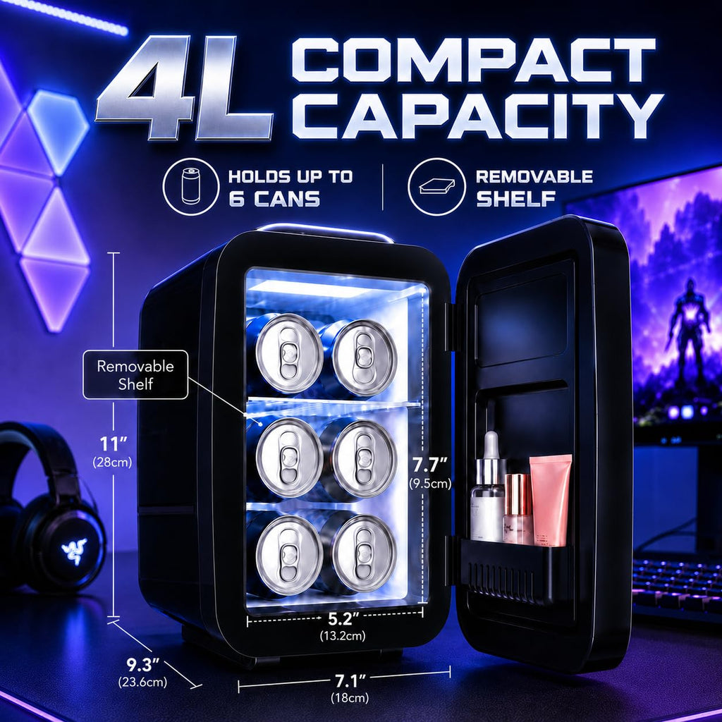 Mini Fridge with 7 Gaming Lights Modes S920