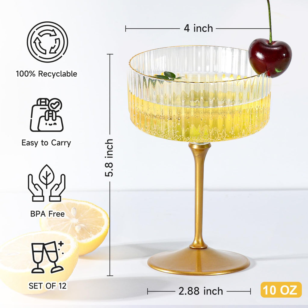 24 Pcs 9 Oz Champagne Martini Glasses Set S3487