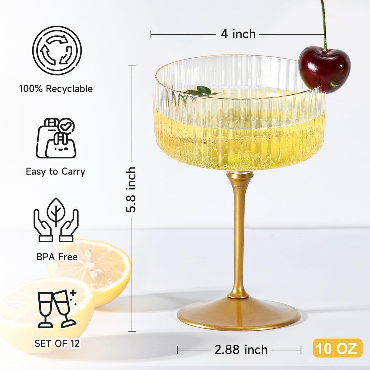 24 Pcs 9 Oz Champagne Martini Glasses Set S3487