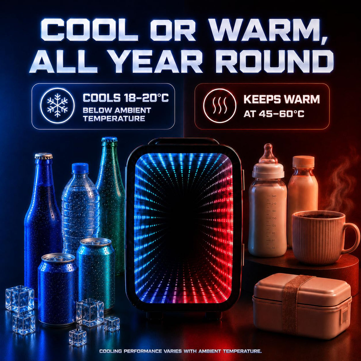 Mini Fridge with 7 Gaming Lights Modes S920