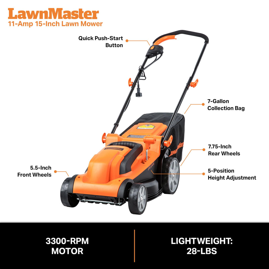 Electric Corded Lawn Mower 15-Inch 11AMP V198088
